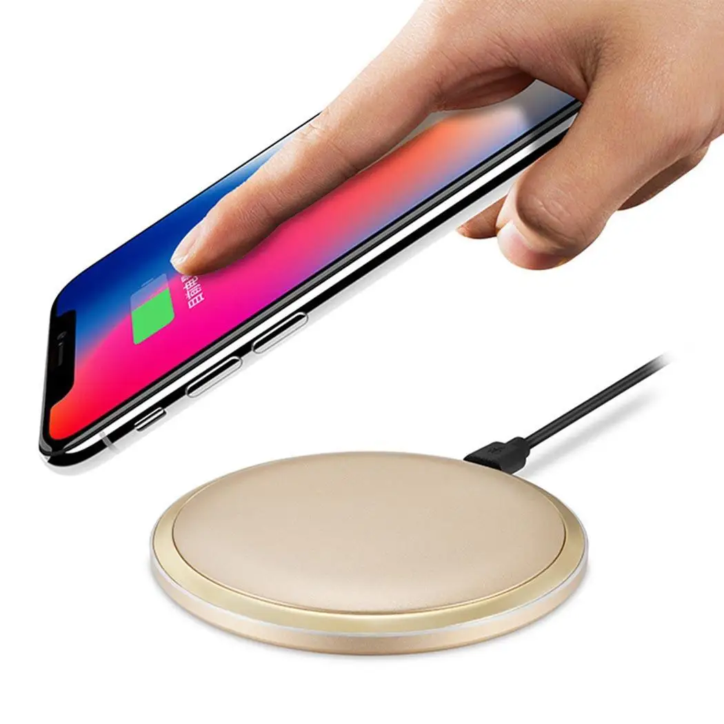 Round Aluminum Alloy Wireless Charger Fast 9V 2000mA Charging 5V UPCH15 With indication function Micro USB QI | Мобильные телефоны