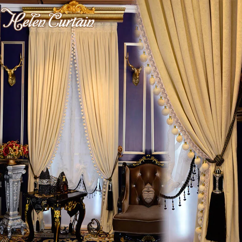 Занавеска в европейском стиле Helen полностью Роскошная Затемняющая занавеска
