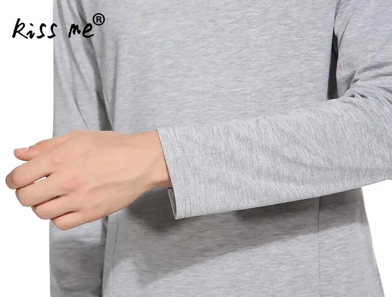 2017 New fashion casual high quality cotton t-shirt solid long sleeved t shirt o neck T-shirt print men | Мужская одежда