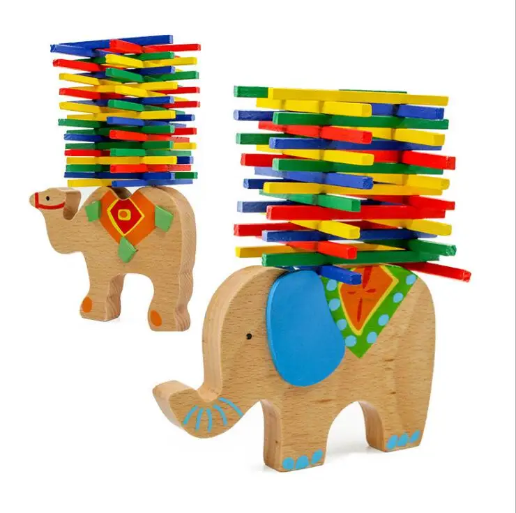 Детские Настольные игры домино башня игра Montessori игрушки 3D верблюд слон