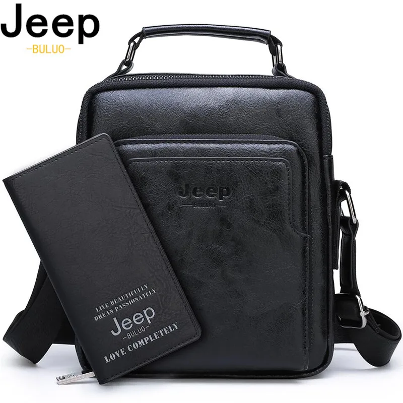 JEEP BULUO Роскошные бренды мужская сумка мессенджер набор высокое качество кожа