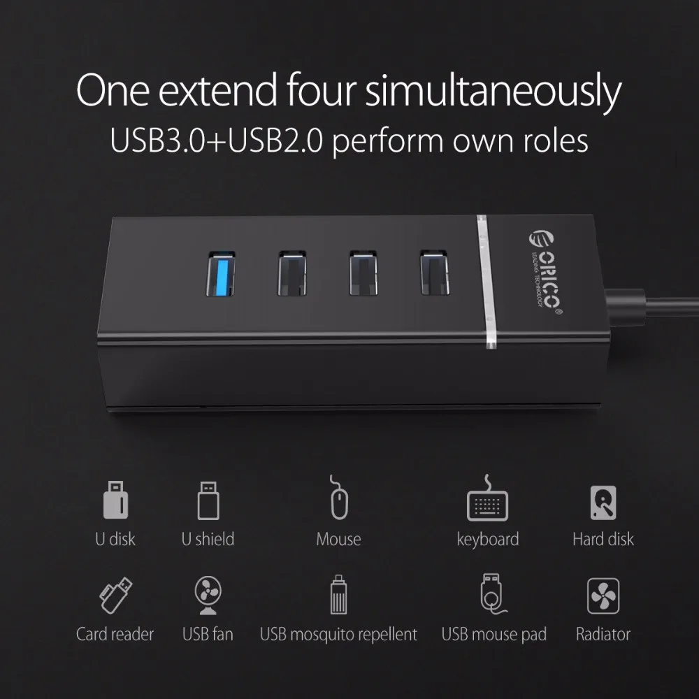 ORICO 4 портовый usb хаб USB3.0 и USB2.0 для ноутбука MacBook планшета компьютера OTG