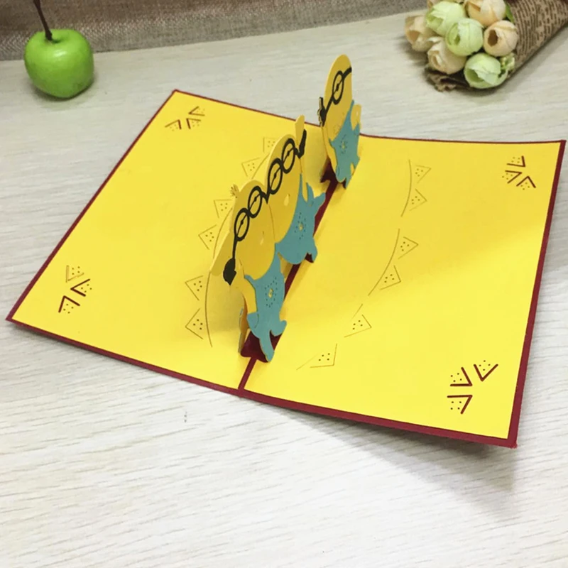1pcs Sample Minions Postcard Greeting Gift Cards Kraft Kirigami 3D Handmade Pop Up Laser Cut with Envelope Kids Birthday Gifts | Дом и сад