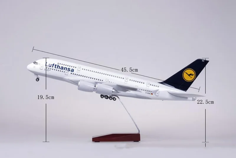 1/160 масштаб 50,5 см самолет Airbus A380 Lufthansa авиакомпания Модель W светильник и колесо литой пластик смолы самолет для сбора