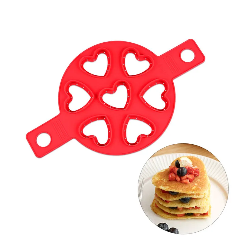 

Silicone Mold Non Stick Omelette Pancake Maker 7 Heart Cavity Egg Maker Pastry Tools Fried Eggs Form Silicon Heart Pancake Molds