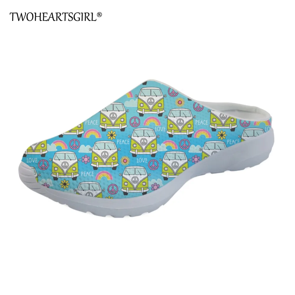 Twoheartsgirl Hippie Peace и принтом Love Домашние тапочки Ботинки на плоской подошве с сеткой