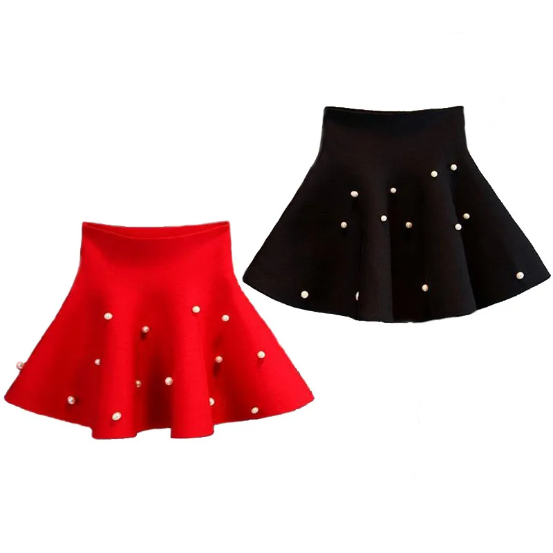 Роскошные детские юбки с рюшами и жемчужинами весенне-осенняя повседневная