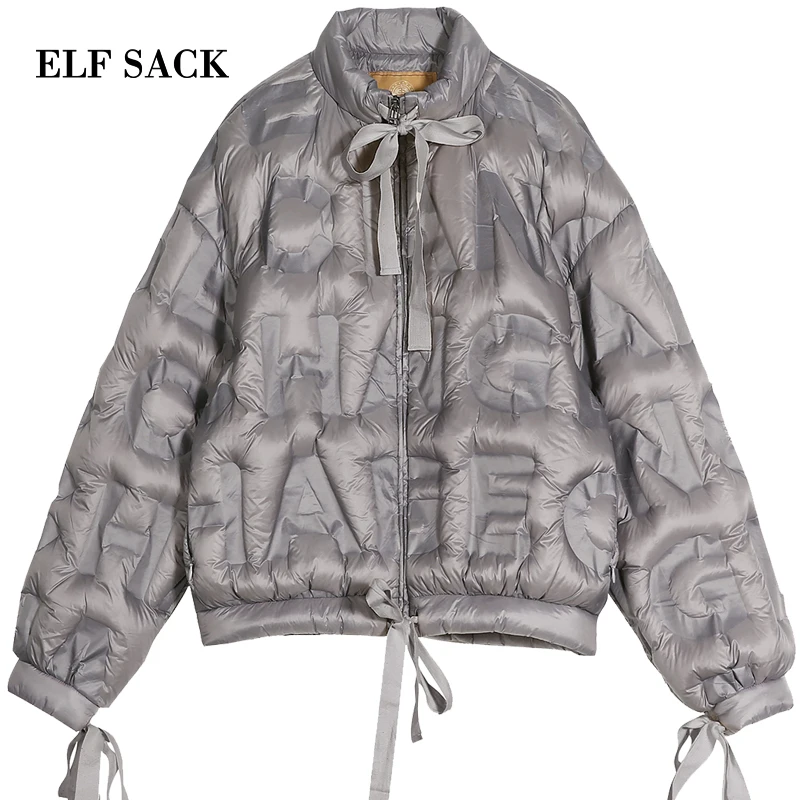 ELFSACK новинка женский пуховик 90% белый утиный пух пальто пэтчворк полный толстый