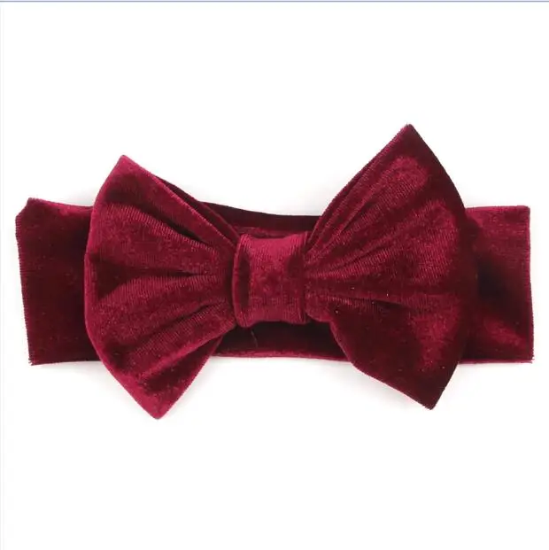 3 Вечерние, 5 дюймов, большие, гладкие, бархатные, детские, бант для волос для девочек, эластичная повязка на голову, осень/зима, теплая повязка на голову, аксессуары для волос на день рождения - Цвет: 3