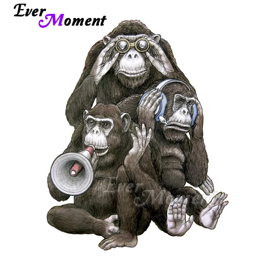 Картина с бриллиантами Ever Moment полностью квадратное украшение для дома Горилла