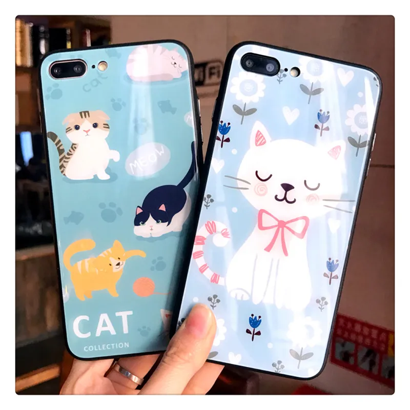 Мультфильм милый кролик Кошка телефона Чехлы для iPhone 6 6s 7 8 плюс цветок любви