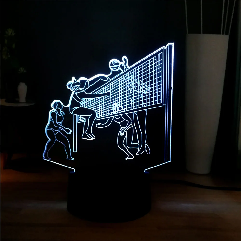 Новые 3D креативные Спортивные Женские волейбольные команды, играющие в волейбол светодиодный Изменение светодиодный DEC настольная лампа лучший подарок друзей