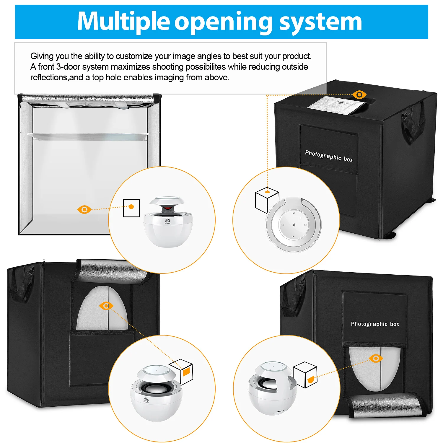 Koop ZUOCHEN【UPGRADED】 60CM Photo Studio Fotografie Kit Draagbare LED Light Room Doos Cube Tent Softbox Kit