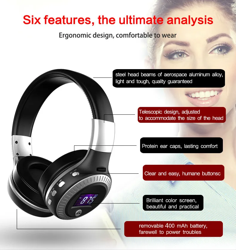 ZEALOT B19 Bluetooth наушники с микрофоном стерео Бас гарнитуры для iphone мобильный компьютер беспроводные наушники с fm-радио