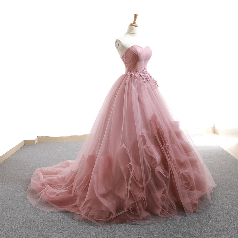 2018 Vintage Blush 3d Floral Applique Evening Pageant Dresses Modest Dubai Arabic Occasion Prom Dresses Long Party Dresses