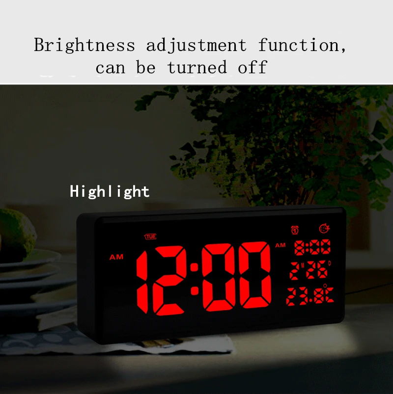 HD LED настенные часы с большим экраном домашние настольные часы с календарем Функция экономии времени дневного света светодиодные электронные часы с термометром