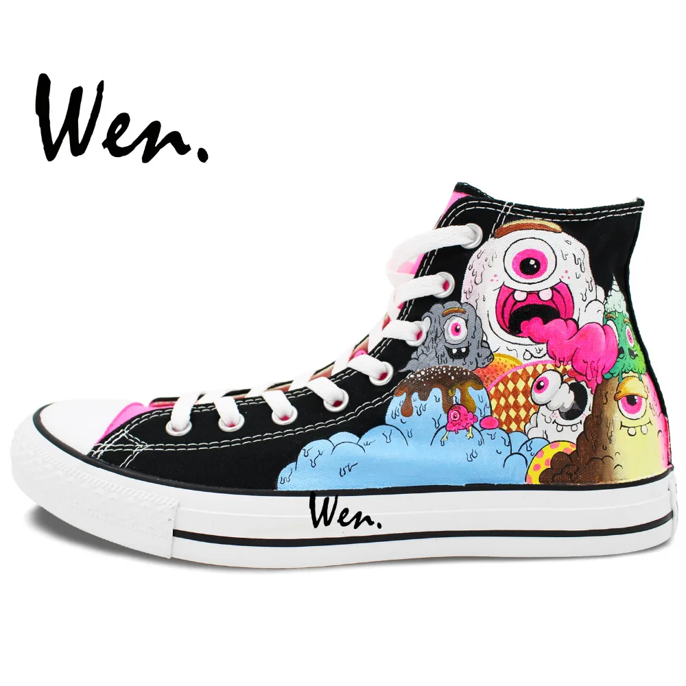 Вэнь оригинальный дизайн на заказ ручная роспись обувь мороженое Монстр цветные