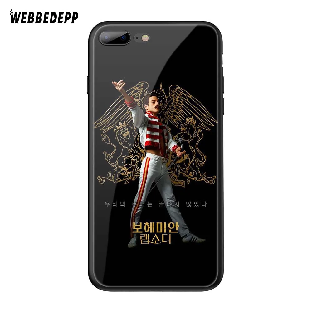 TG12 Чехол WEBBEDEPP queen band Freddie Mercury из закаленного стекла TPU для Apple iPhone 6 6S 7 8 Plus 5 5S SE XR X XS 11 Pro MAX чехол - Цвет: TG12