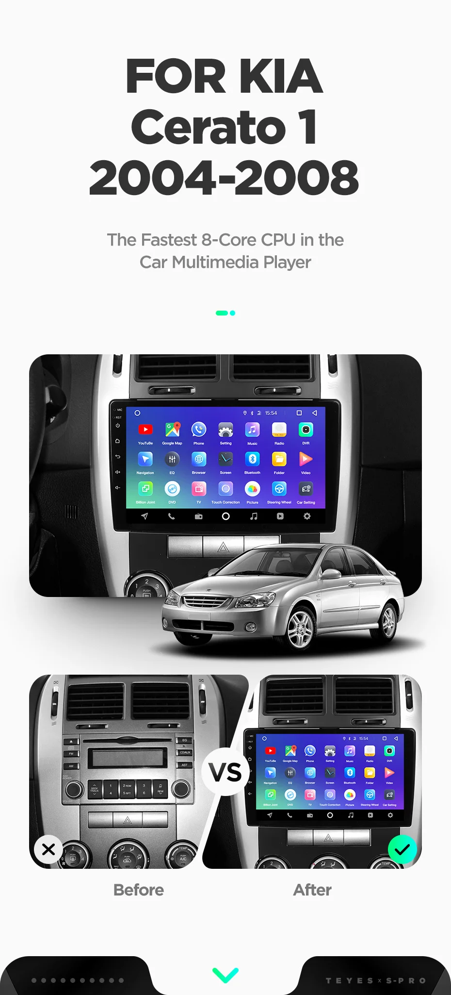 TEYES SPRO Штатное Головное устройство For KIA Cerato 1 2004-2008 GPS Android 8.1 aвтомагнитола магнитола автомагнитолы Андроид для Киа Серат