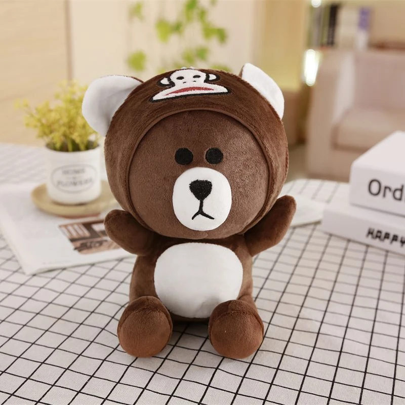 Новый 25 см милые корейские куклы коричневый плюшевые Медвежата наклейка с Пикачу