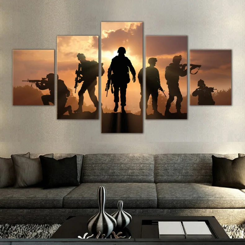 Модульные картины из холста HD печатные настенные художественные рамки 5 PArmy Soldiers