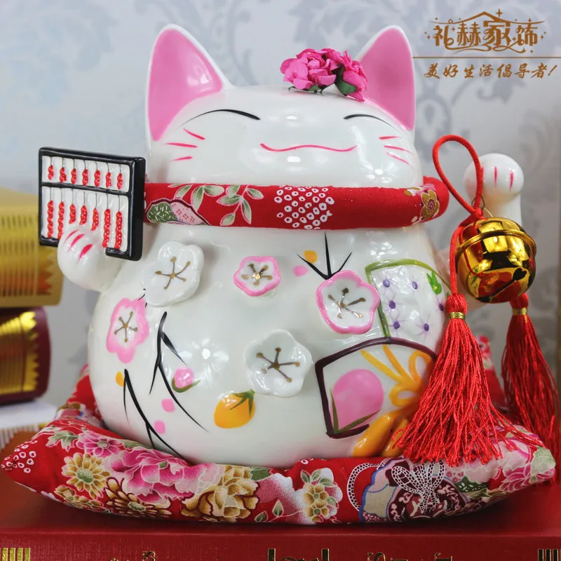 Lucky lucky cat украшения 8 Дюймов Керамический Lucky Cat копилка дети Год подарок - Цвет: see chart