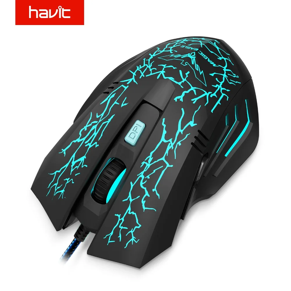 Горячая HAVIT Проводная игровая мышь USB 2400 DPI 7 Светодиодная подсветка Эргономичный компьютерный мышь для ПК для ноутбуков HV-MS672