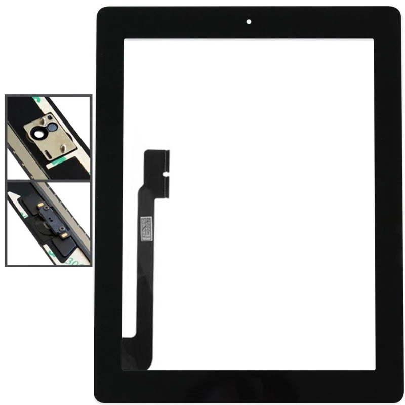 Для iPad 3 сенсорный экран дигитайзер Сенсорное Стекло в сборе с домашней кнопкой
