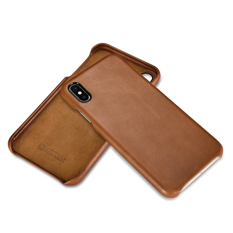ICARER Vintage Slim Phone Case For iPhone XS MAX Genuine Leather Back Cover Max Accessories Shell Coque | Мобильные телефоны и