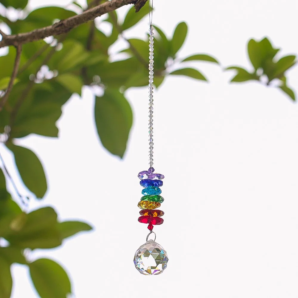 hd chakra crystal suncatcher chandelier crystal ball prisms pendant rainbow maker window hanging ornament home wedding decor free global shipping