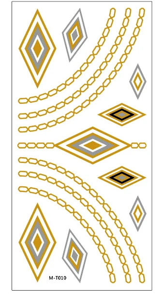 1 лист индийский арабский для боди-арта для женщин metallic временные Мандала флэш-тату наклейка с ожерелем расшитое золотистым кружевом тату tatuagem maquiagem - Цвет: T010