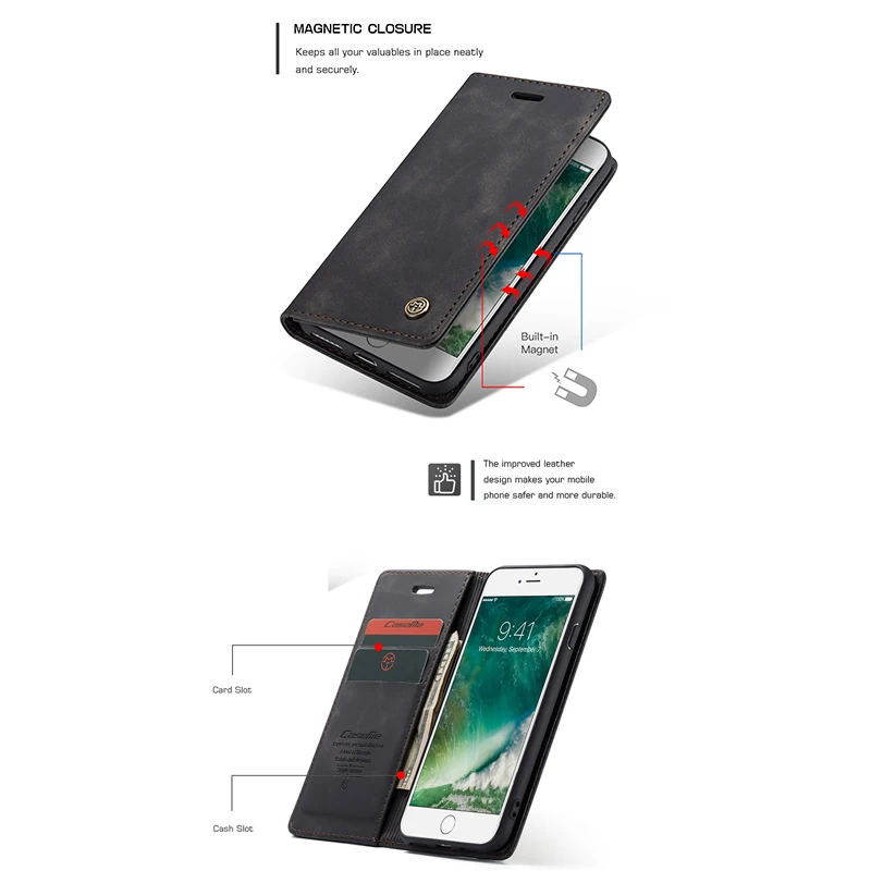 Роскошный Матовый чехол из искусственной кожи чехол для iphone 7 флип-бумажник для телефона чехол для iphone 8 Apple iphone 7 8 Plus