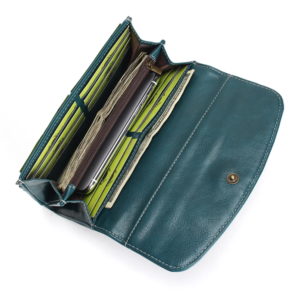 Кошелек из искусственной кожи с масляным воском женский кожаный Длинный кошелек