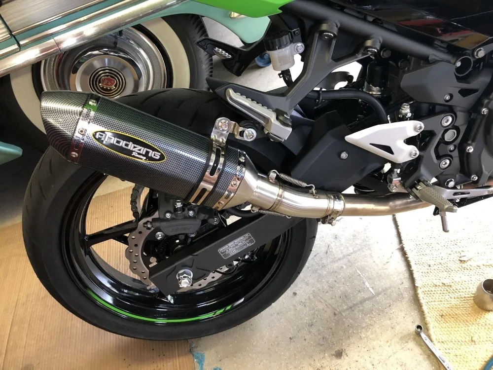 Мотоцикл скольжения на средний трубы с глушитель может для Kawasaki ninja 400 ninja400 z400- выхлопная труба системы