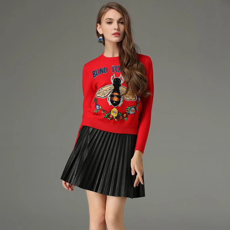 2018 Winter women Sweaters and Pullovers Knitted Butterfly Embroidery Sweater Top Long Sleeve Womens Casual Autumn Femme | Женская