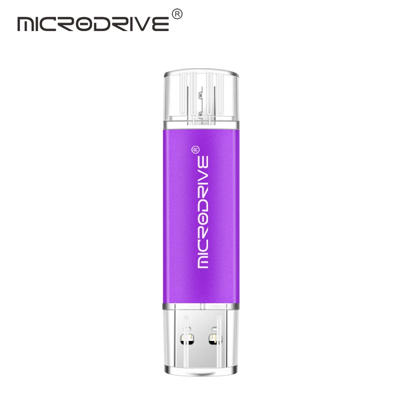 Флеш-накопитель MicroDrive OTG, 4 ГБ, 8 ГБ, 16 ГБ, usb карта памяти, флеш-накопитель, металлическая флешка, 32 ГБ, 64 ГБ, usb флеш-накопитель для телефона, логотип на заказ - Цвет: Фиолетовый