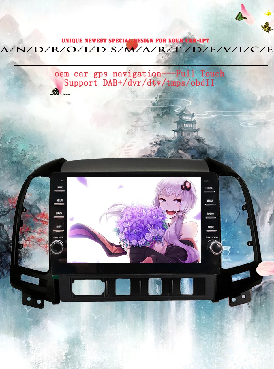 Android 9,0 2 din автомобильный dvd мультимедийный плеер для hyundai Santa Fe 2005-2012 gps навигация автомобильный магнитофон 4+ 64G головное устройство