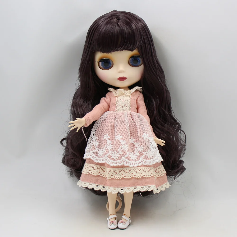 Кукла Blyth ICY DBS 30 см белая кожа элегантные темные длинные вьющиеся волосы 1/6