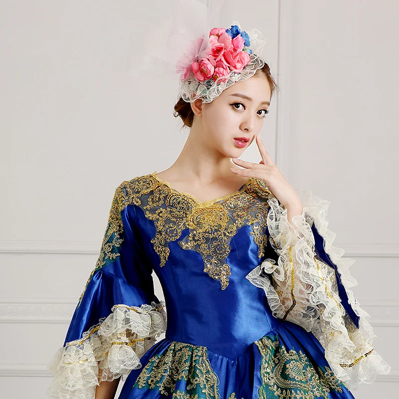 Бесплатная доставка 2016 лето синий для модного костюма на вечеринку 18 век