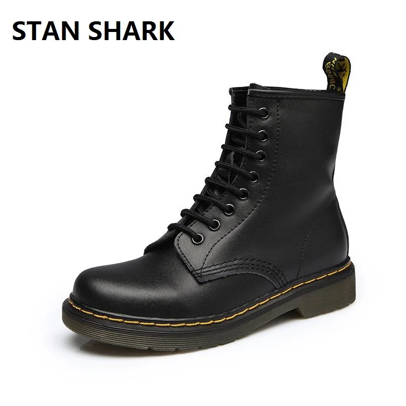 STAN SHARK/женские ботильоны женская обувь сезон весна осень из натуральной кожи на