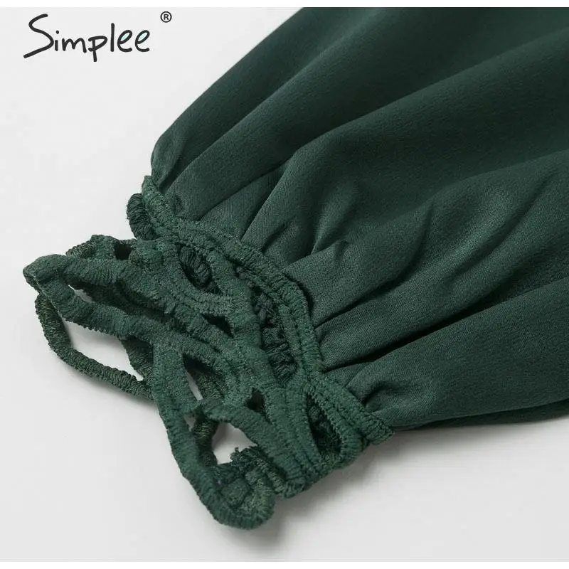 Simplee Vintage lace hem ruffled women dress Long sleeve stand neck mini ladies dresses High waist female autumn dress vestidos