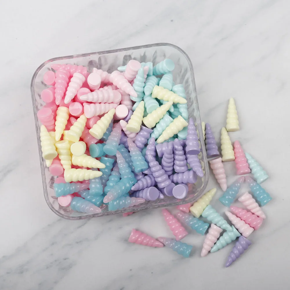 Mix color IBOWS 9*25 мм 6 шт. Полимерные Подвески в виде рога единорога для ювелирных изделий Изготовление ожерелий с подвесками кабошоны из смолы для украшения своими руками смешанный цвет - Цвет: Mix color