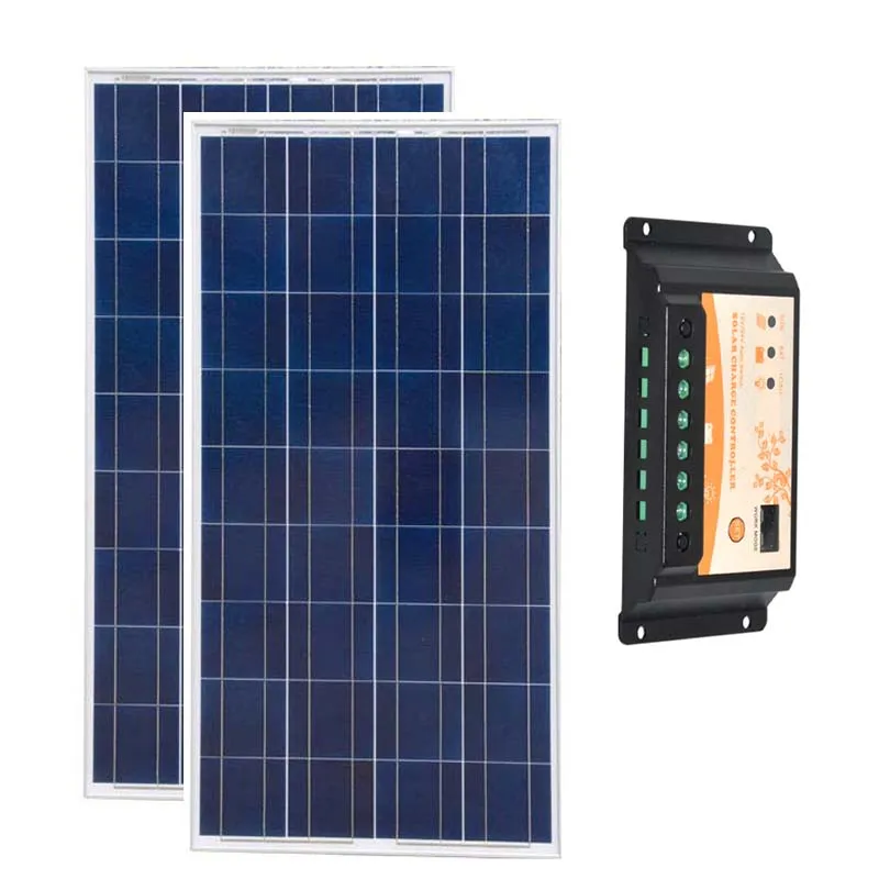 

Солнечный комплект 300 Вт Panneaux Solaire 12 В 150 Вт 2 шт. солнечная домашняя система Контроллер заряда 12 В/24 В 20A Авто кемпинг караван