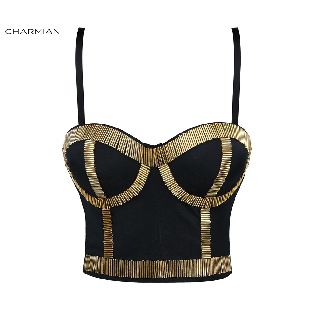 Женский корсет-бюстье Charmian черный металлический корсет-корсет в стиле стимпанк