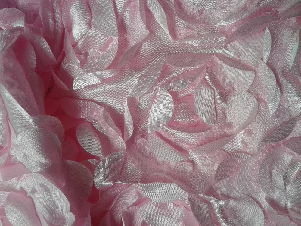 YACKALASI 3D Rosette Flower Lace Fabric Polyester Satin Allover Embroidery Wedding Decoration 130CM Wide 300G/Meter | Дом и сад