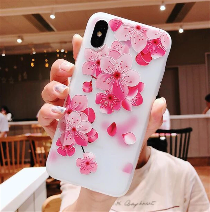 Прозрачный цветок силиконовый чехол для Samsung Galaxy S10 S9 S8 Plus Note 9 S10e + с цветочным