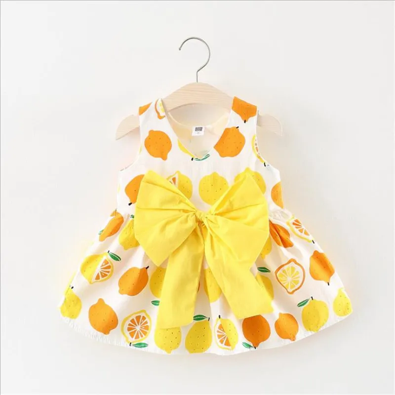 Fashion Summer Girl Dress Full Print Fruit Sleeveless Children Kids Dresses for Girls Cute Clothing Princess | Детская одежда и