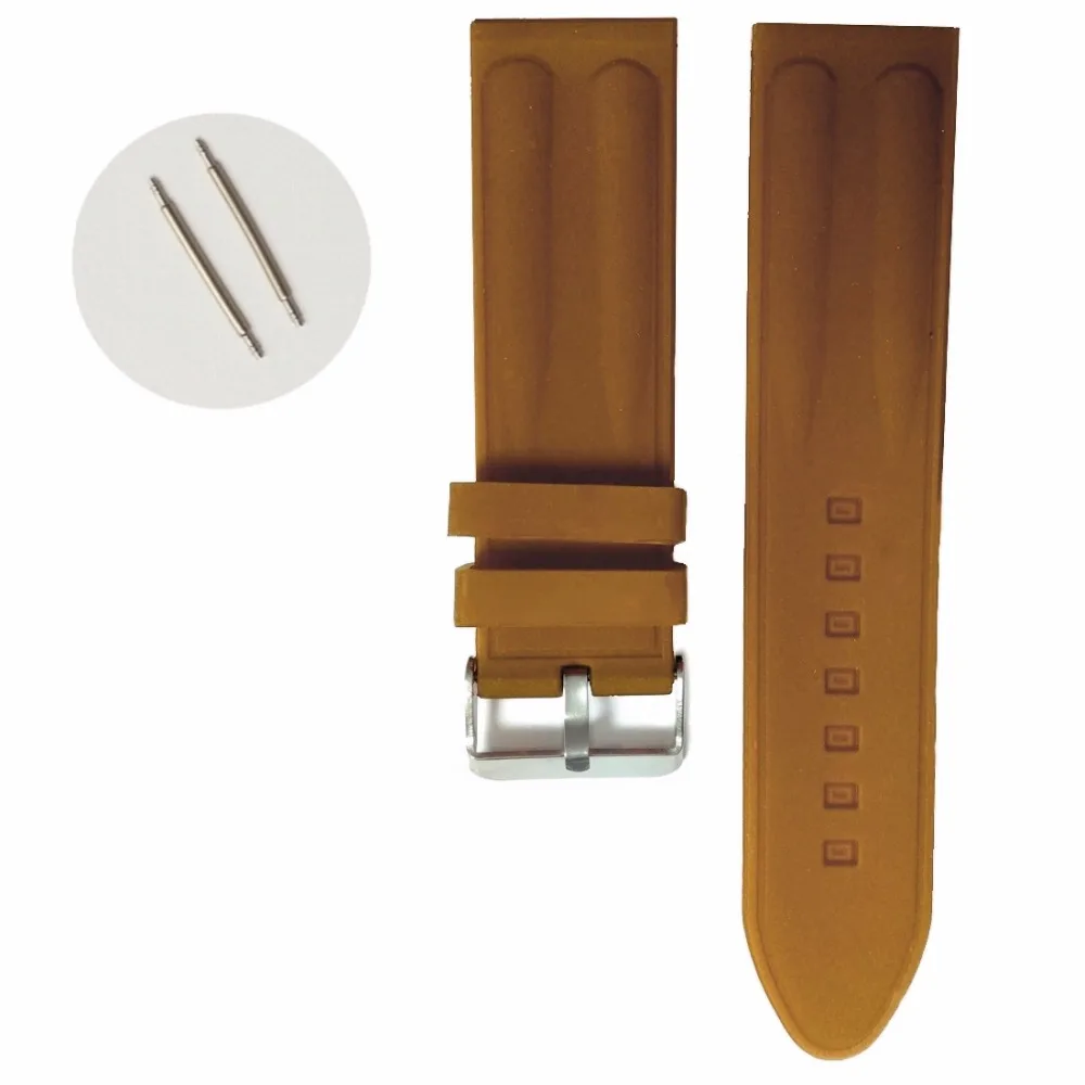 Ремешок для часов из силиконового каучука 24 мм шоколада коричневого цвета