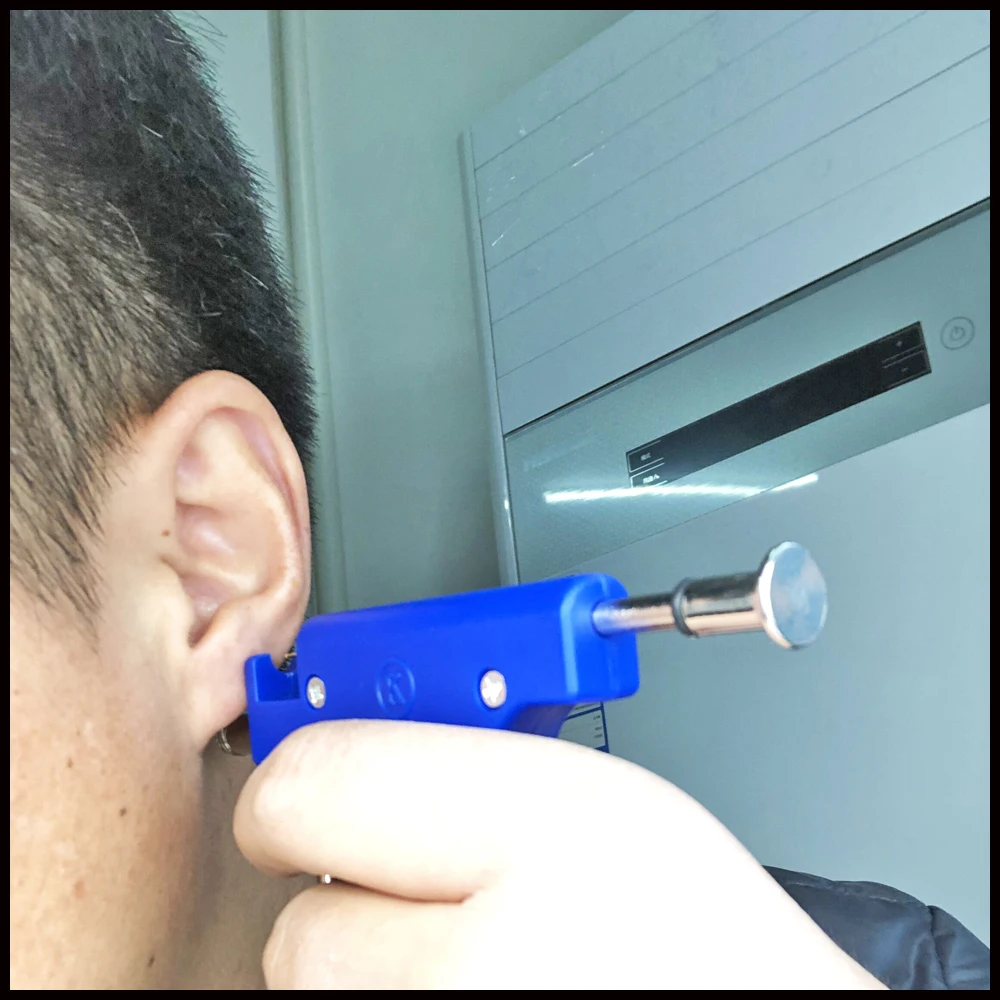 Professional No Pain Steel Safe Blue Pro Steel Ear Nose Body Piercing Gun Tool Kit 98 PCS Instrument Studs Set Jewelry Tool