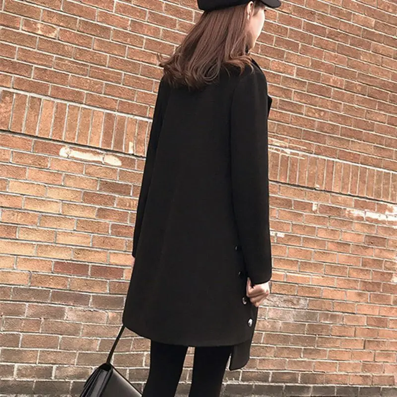 Шерстяная куртка средней длины Осень-зима 2020 Новое Женское пальто Модная тонкая